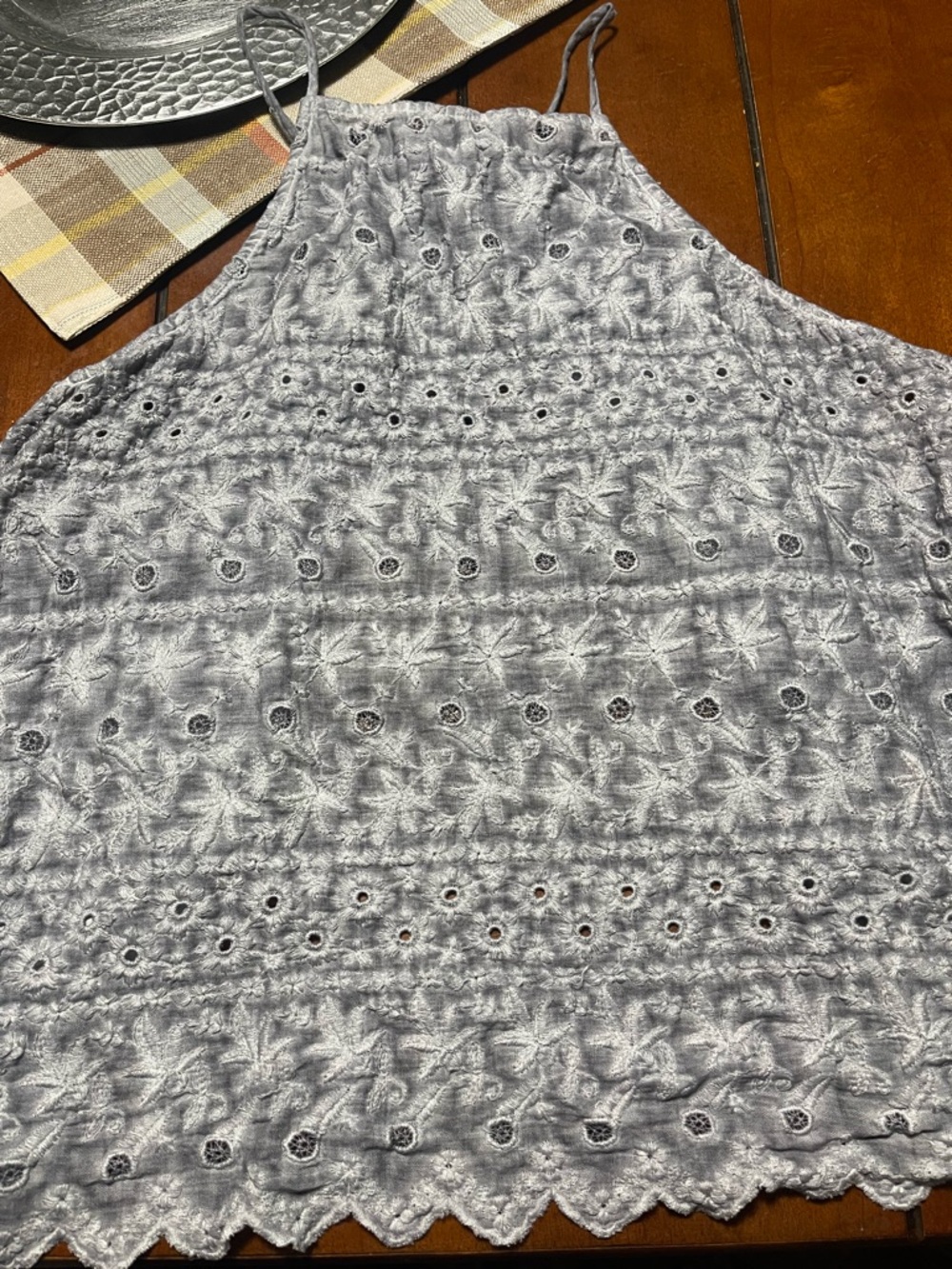 American Eagle Women’s XL Light Gray Eyelet Halter Tank Top